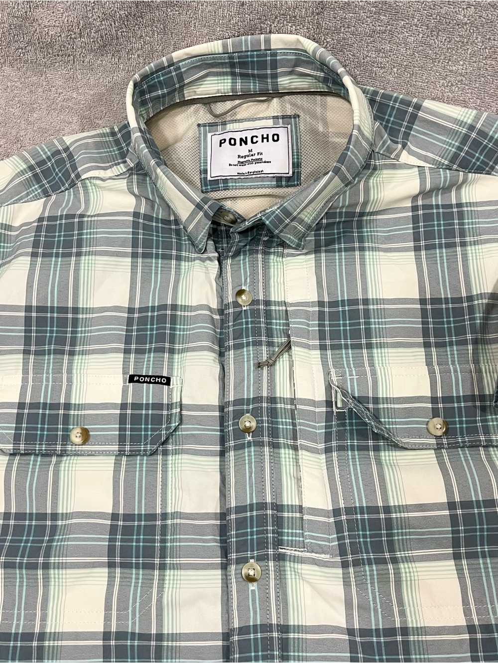 Poncho Outdoors The Amberjack Men's Long Sleeve Performance Shirt Medium Plaid